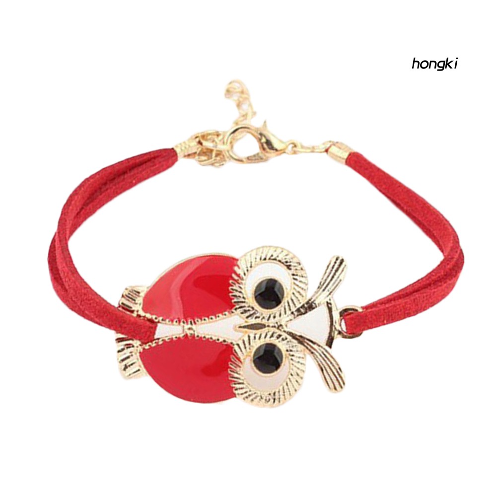 Vòng Tay Giả Da Mặt Hình Chim Cú Thời Trang Dành Cho Nữ