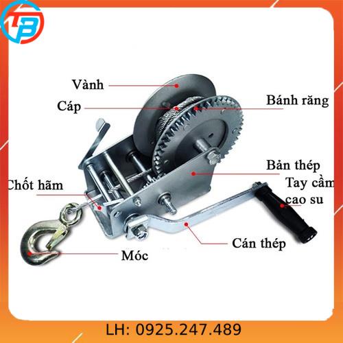 TỜI QUAY TAY 1200 LBS Tải Trọng 545 Kg Có Cáp Móc 10M