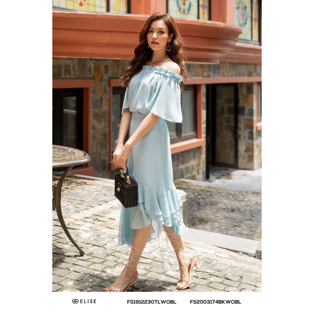 [Mã WABRLOW5 giảm 15% đơn 300K] Chân váy xanh bèo chéo gấu thiết kế Elise | BigBuy360 - bigbuy360.vn