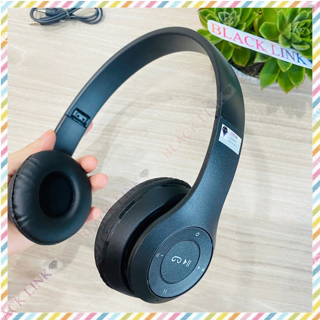 Tai Nghe Bluetooth Chụp Tai P47 Có Khe Cắm Thẻ Nhớ BLACK LINK