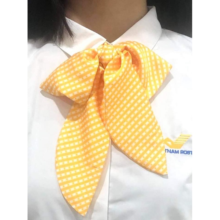 Khăn Lụa Vàng Đeo Cổ 2 Loại Dài Và Vuông Nữ Ngành Bưu Điện Việt Nam VNPost - Chính Hãng