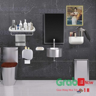 Phụ kiện nhà tắm, nhà vệ sinh OENON chính hãng, Hộp đựng giấy, Bộ nhả kem đánh răng, Kệ nhà tắm lắp đặt dán tường