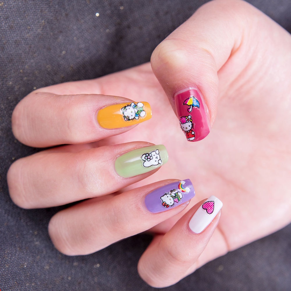 Miếng Dán Trang Trí Móng Tay Hình Mèo Hoạt Hình Dễ Thương Dành Cho Trẻ Nhỏ