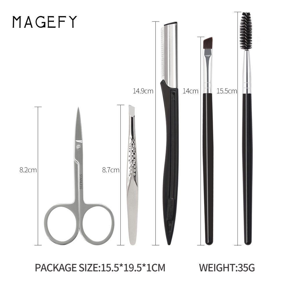 Bộ 5 dụng tỉa làm đẹp lông mày MAGEFY tiện dụng an toàn