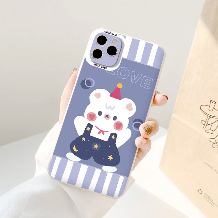 Ốp điện thoại iphone gấu trắng cute ốp lưng iphone vuông cạnh 6/7/8/Plus/X/Xr/11/Pro/Max/12//13/13promax th301