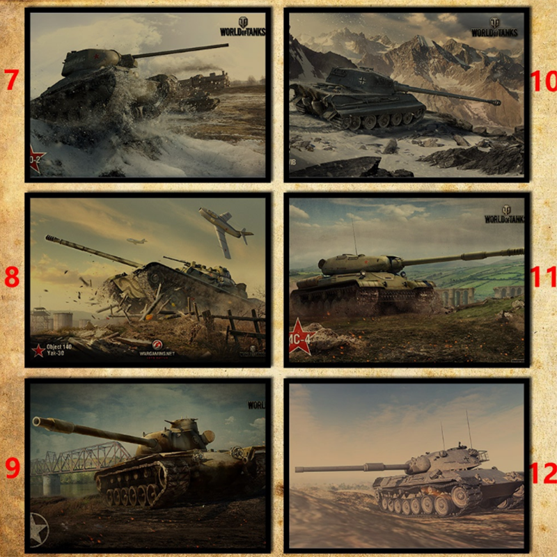 Áp phích dán tường trang trí hình game online world of tanks kiểu retro cổ điển