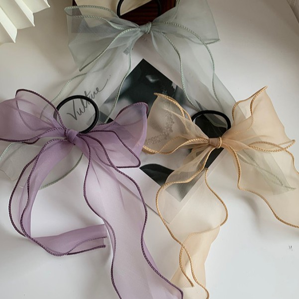 Dây buộc tóc thắt nơ vải organza mềm mại Hair Scrunchies