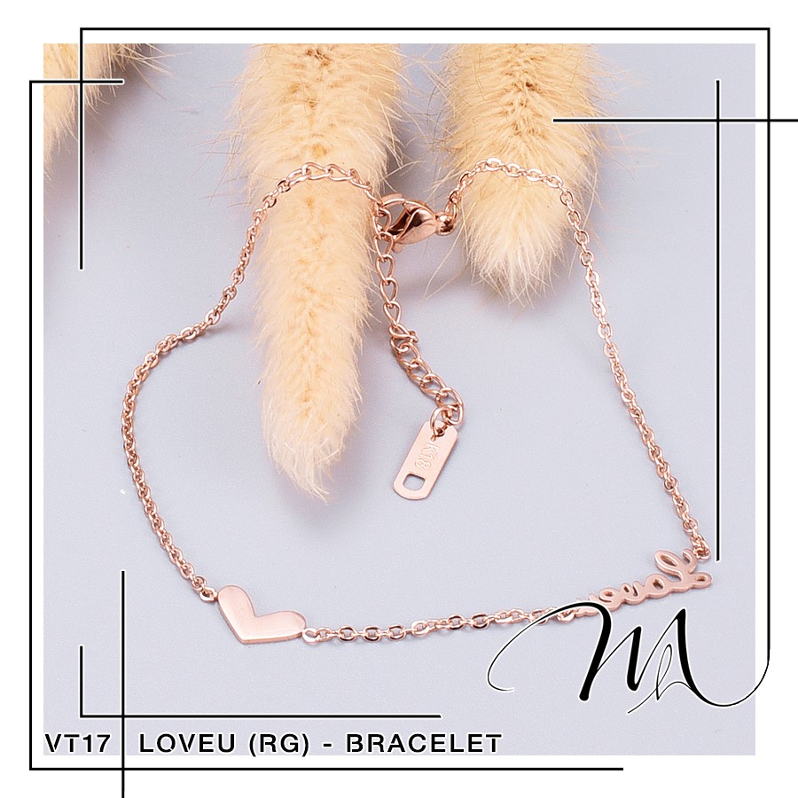 Lắc tay nữ Titan không gỉ hình trái tim Love You dễ thương - Măng’s House VT17