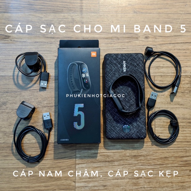 (Sẵn VN) Cáp sạc pin cho vòng Mi band 5 nam châm, dạng kẹp 30-50-100cm ( Miband5 )