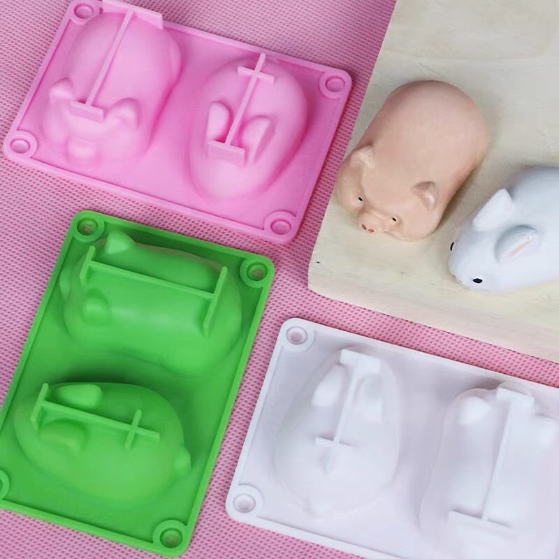 Khuôn silicon 3D thỏ - heo làm bánh pudding/rau câu/đậu hũ