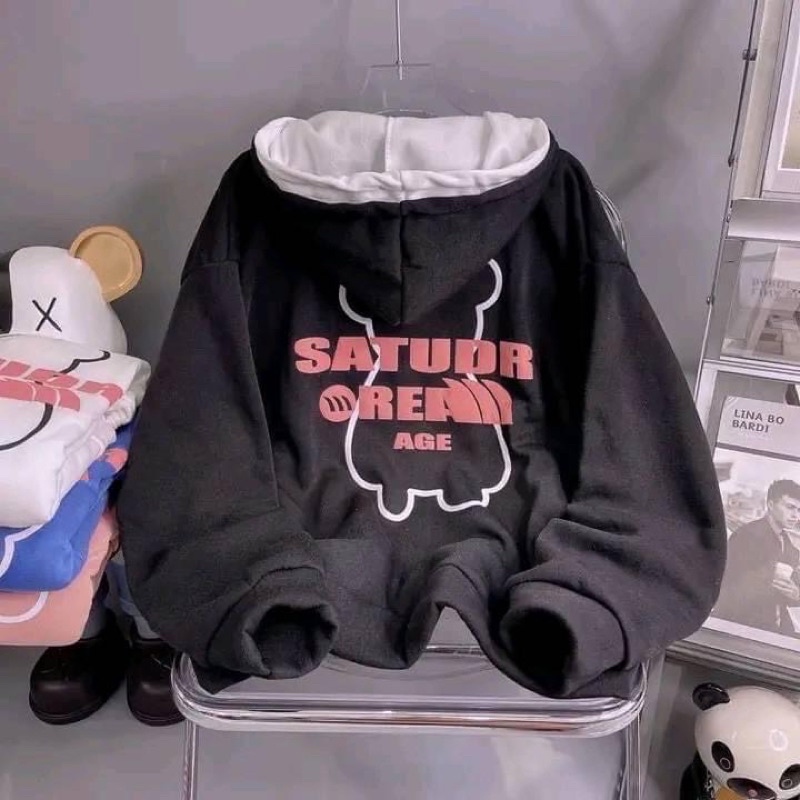 Áo Hoodie Nỉ Gấu SATUDR Unisex, Áo Nỉ Mũ 2 Lớp Dày Dặn Chất Nỉ Cotton ( kèm ảnh thật)
