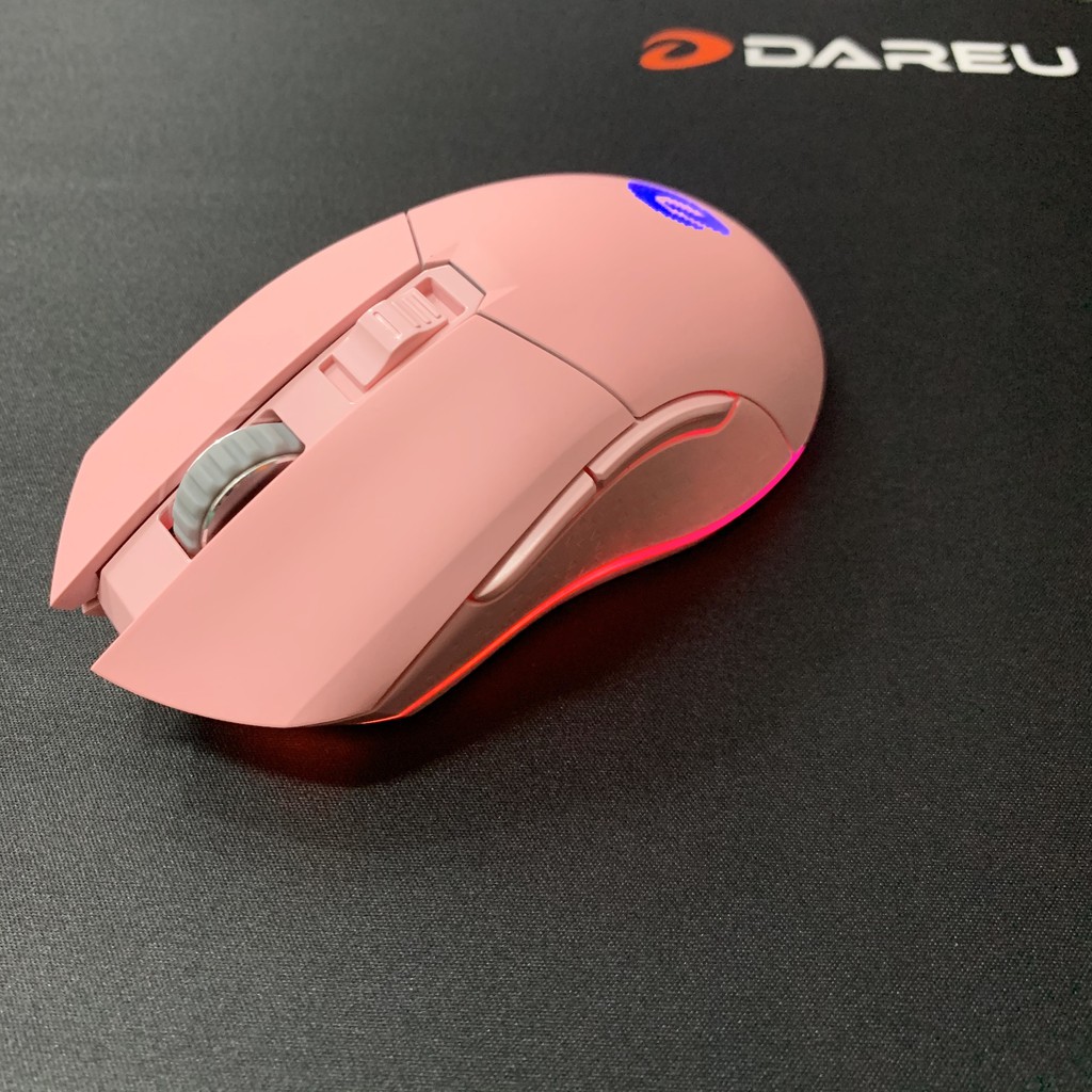 Chuột không dây Gaming Dareu EM901 Pink - Wireless ( Sử dụng pin sạc trong ) - LED viền RGB