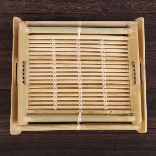 Khay trà hình vuông bằng gỗ tre thiết kế phong cách trung hoa