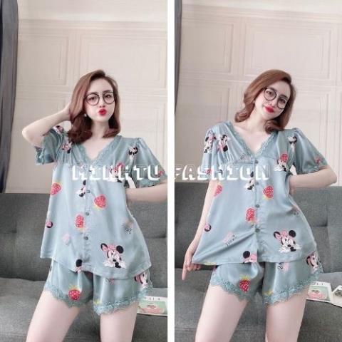 Đồ Bộ Nữ, Đồ Ngủ Mặc Nhà Nữ Áo Tay Ngắn Quần Cộc Phối Ren Trang Trí Chất Lụa Satin Mềm Mịn, Lạ Mắt Sang Chảnh. | BigBuy360 - bigbuy360.vn