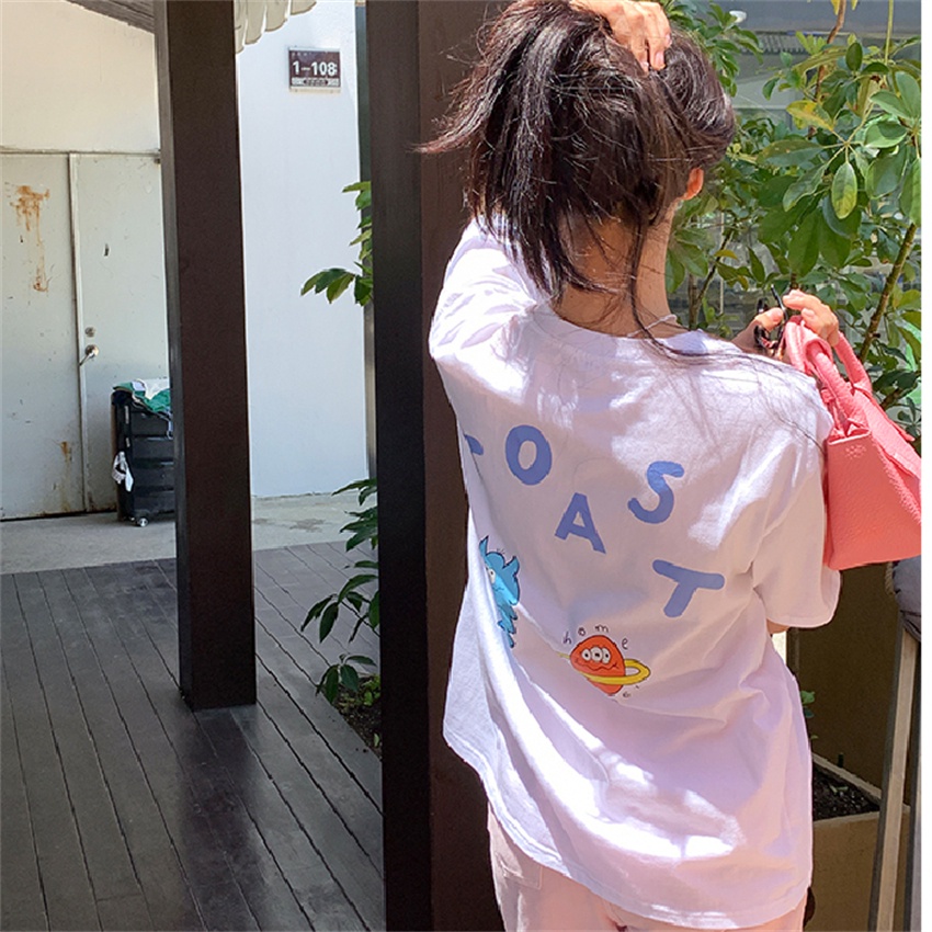 NRVP Áo Thun Nữ Oversize Cổ Tròn Thời Trang Hàn Quốc