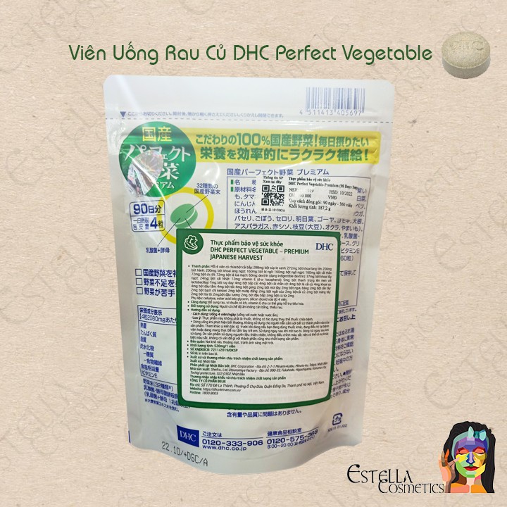 Viên Uống Rau Củ DHC Perfect Vegetable Premium (15 Ngày, 30 Ngày, 90 Ngày)