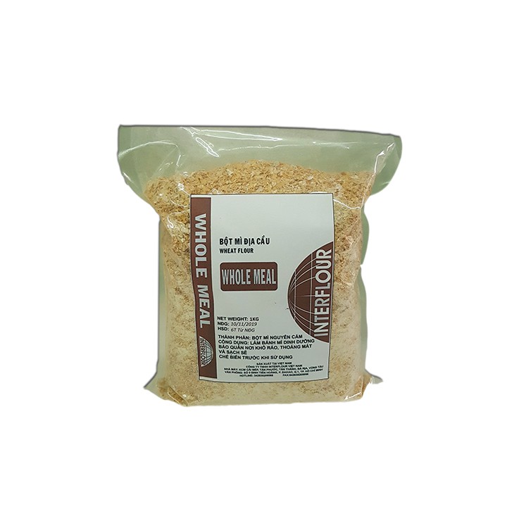 Bột mì Địa Cầu nguyên cám | Whole meal (1Kg) Bột làm bánh mì dinh dưỡng | BigBuy360 - bigbuy360.vn