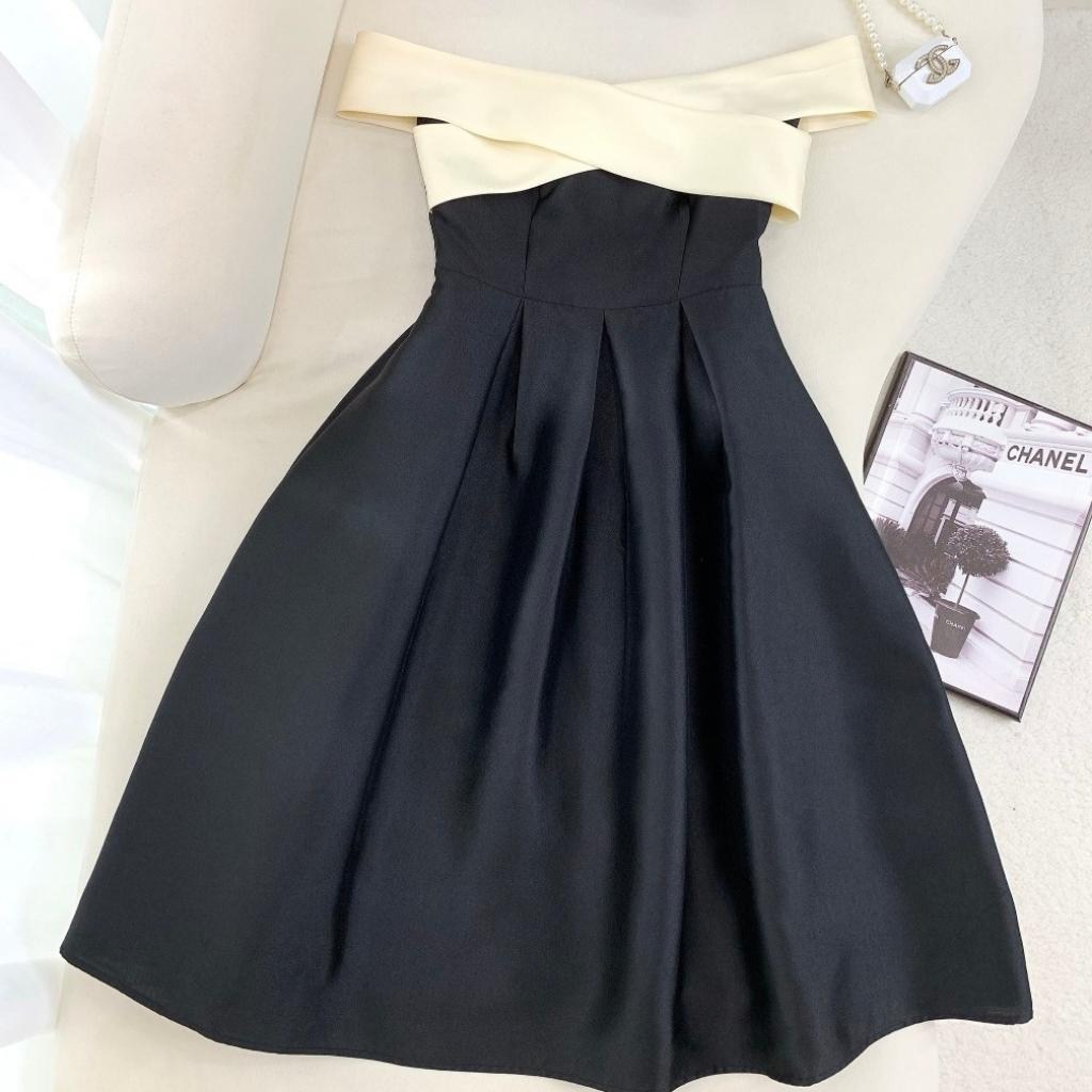 Váy nữ dự tiệc thiết kế trễ vai sang trọng Đầm dáng suông thanh lịch HN Clothing V80