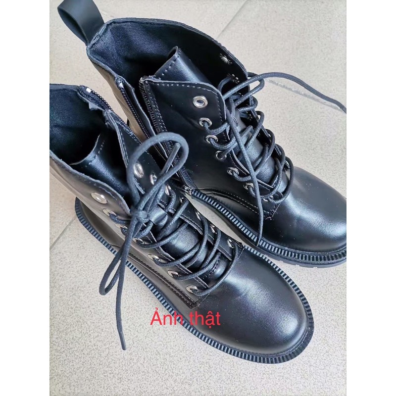 Boots Da Cao Cổ Buộc Dây Có khoá kéo kèm ảnh thật | BigBuy360 - bigbuy360.vn