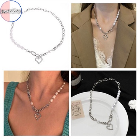 Vòng cổ / Vòng Tay Mặt Trái Tim Đính Ngọc Trai Thời Trang Cho Nữ