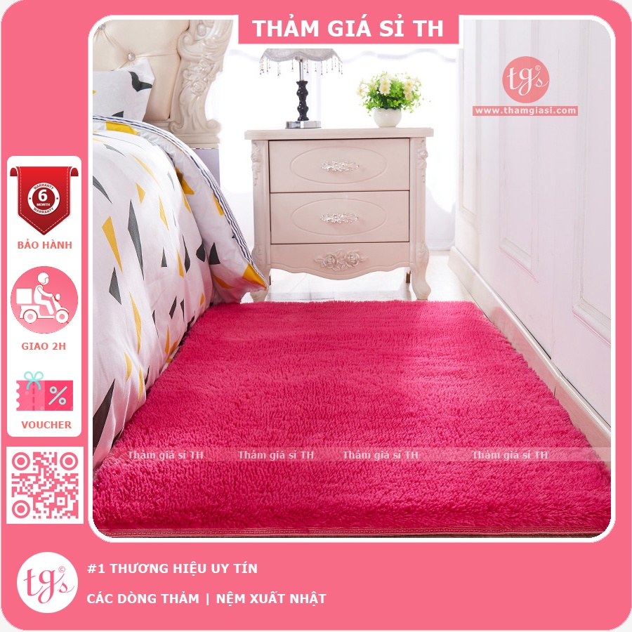 Thảm Lông Trải Sàn Phòng Ngủ Lông Xù Đỏ Hoa Hồng 100x160