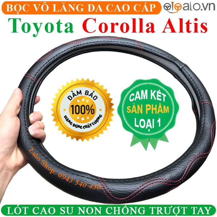 Bọc Vô Lăng Da Xe Toyota Corolla Altis Lót Cao Su Non Cao Cấp Chống Trượt Tay | OTOALO