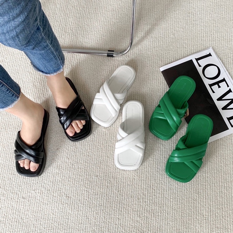 Sorami.Shoes | Dép lê đế xuồng quai chéo 3p êm, da mềm
