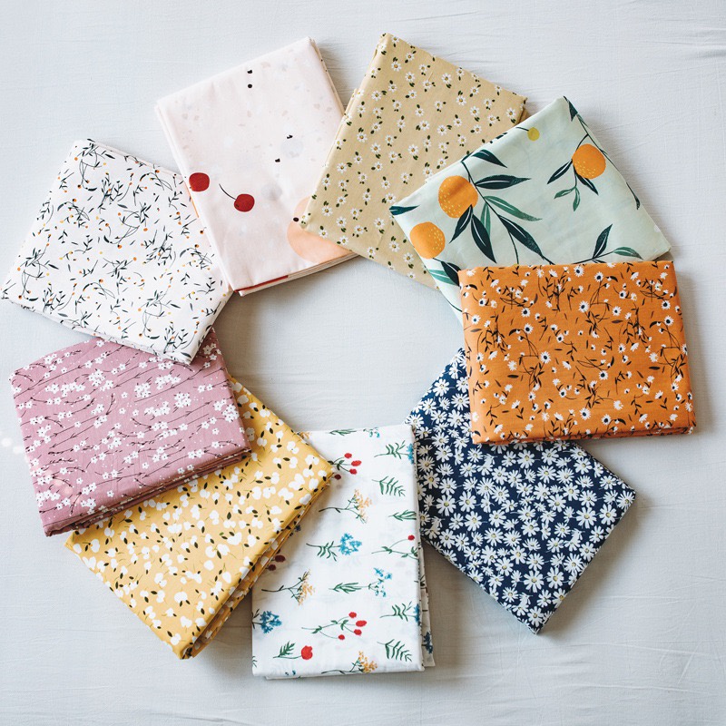 Bộ Chăn Ga Gối 3 Món Cotton 100%, Drap Giường + 2 Vỏ Gối Thoáng Mát Bốn Mùa - Hoa Nhí