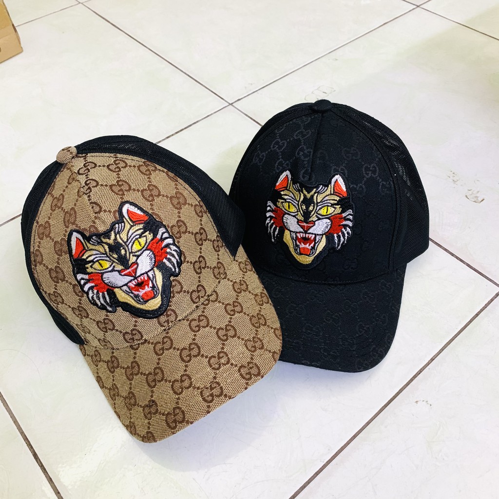 Nón Lưỡi Trai Nam Nữ Cao Cấp In Họa Tiết Đầu Hổ Cá Tính Chất Vải Cotton Phối Lưới Thoáng Mát