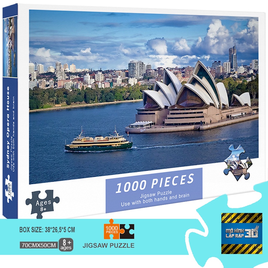 Bộ tranh ghép xếp hình 1000 miếng Jigsaw Puzzle Nhà hát Opera Sydney - Tranh xếp hình 1000 bằng giấy kích thước 75*50cm