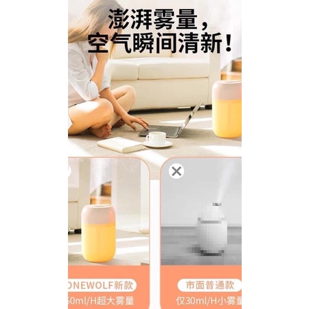 Máy phun sương, khuếch tán tinh đầu thơm, có đèn led làm đèn ngủ