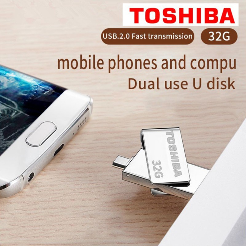 btsg USB Stick Flash Memory Drive High Speed 32GB OTG 2 in 1 Metal Storage