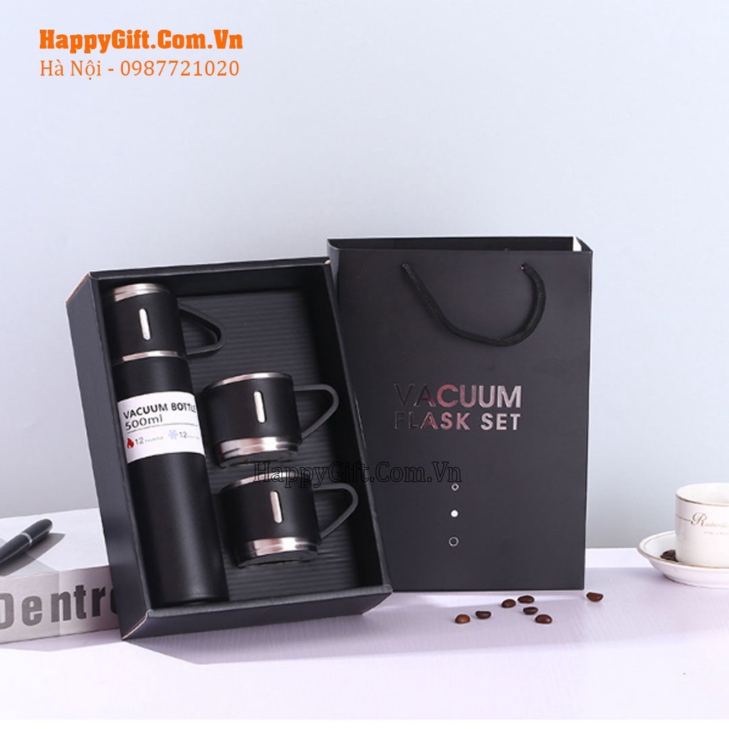 Hộp Bình giữ nhiệt tặng kèm 2 cốc 500ml HappyGift.com.vn