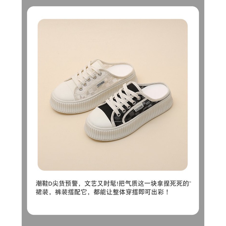 Giày Lười Vải Dép Sandal Nữ Không Gót Chất Liệu Lưới