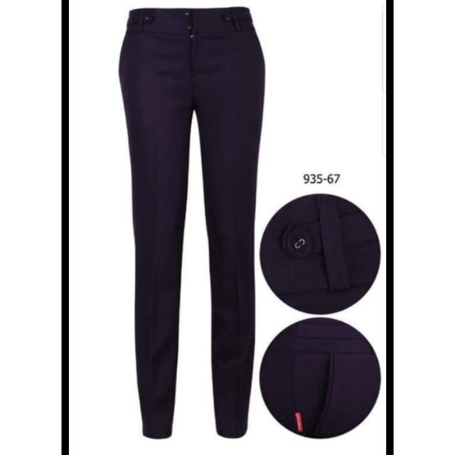 Quần tây Thái Hoà màu tím than vải dày, co giãn.