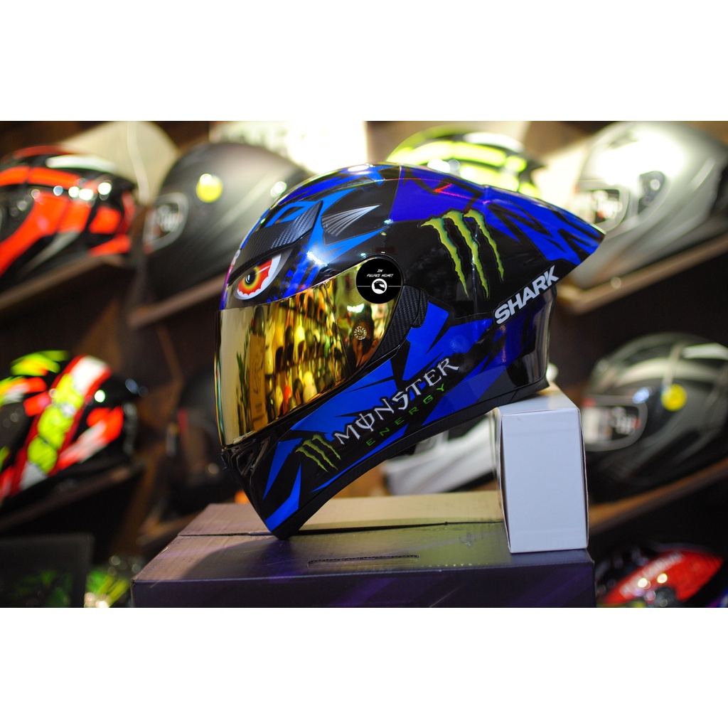 Mũ bảo hiểm Fullface Royal M138 Shark Monster xanh gp+đuôi shark