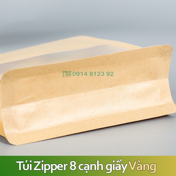 Túi zipper giấy 8 cạnh cửa sổ tràn