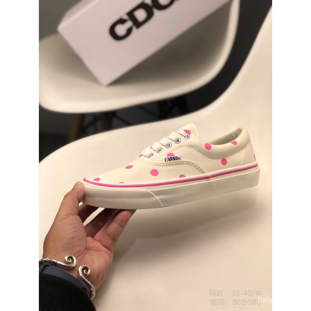 Giày Vans X Cdg Era Lx Gril Vải Canvas Họa Tiết Chấm Bi Khoét Sâu Size 35-40 Cho Nữ