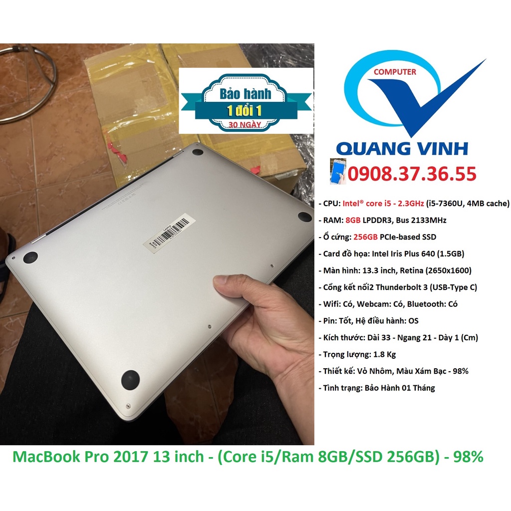 [HCM]Laptop MacBook Pro 2017/ Core i5 -7360/ Ram 8GB/ SSD 256GB/ Lcd 13inch (Mới 98%) | BigBuy360 - bigbuy360.vn