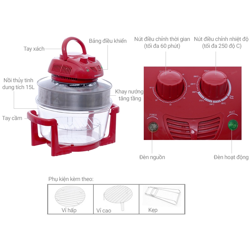 Lò nướng thủy tinh Sanaky VH-158T/D