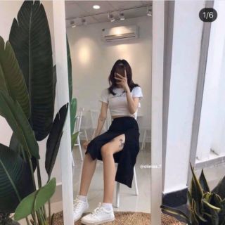 CHÂN VÁY MIDI XẺ TÀ