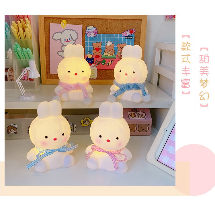 Đèn ngủ/ Đèn trang trí LED chú thỏ hồng dễ thương xinh xắn trang trí bàn học
