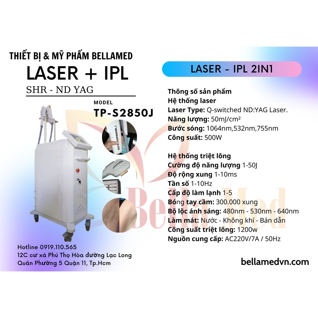 Máy triệt lông, trẻ hóa da Laser - IPL 2in1 model TP-S2850J