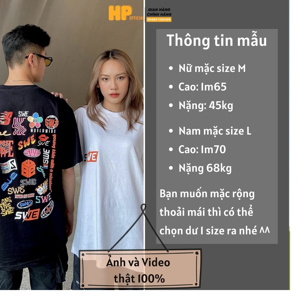 [Xả Kho] Áo thun tay lỡ SWE form rộng Unisex nam nữ phong cách Ulzzang - Happy Style