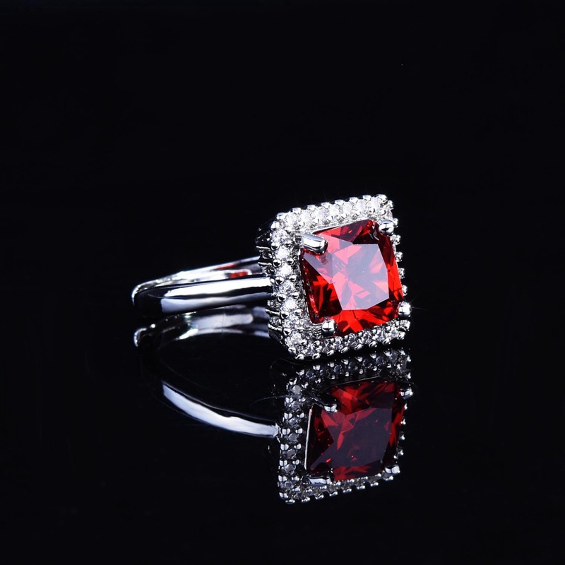 Nhẫn bằng bạc 925 đính đá ruby thời trang sang trọng cho nữ