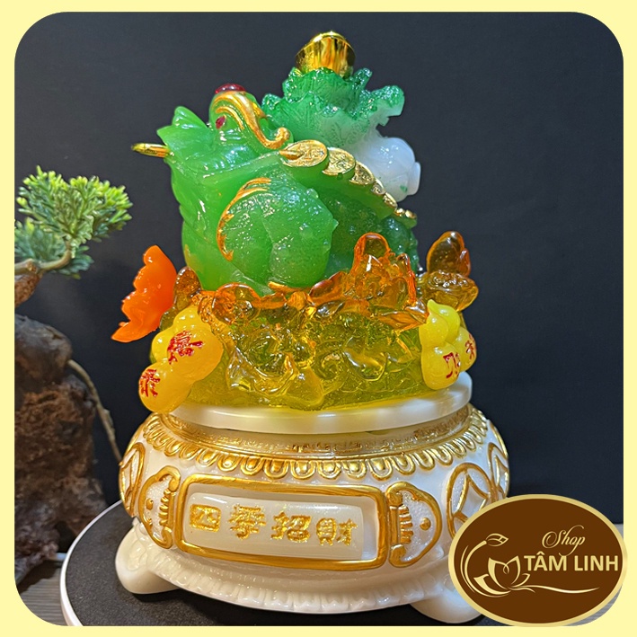 Cóc Ba Chân ngậm tiền cõng cải - Thiềm Thừ chiêu tài lộc có đế xoay nhiều màu