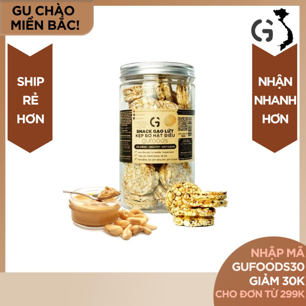 Snack gạo lứt kẹp bơ hạt GUfoods (bơ điều/bơ đậu phộng)-Ăn kiêng,Ăn vặt healthy,Lành mạnh