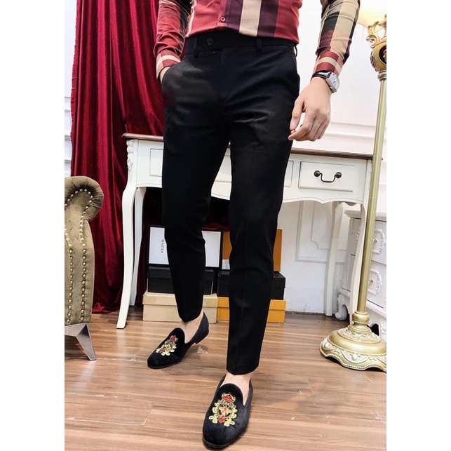 Quần Tây Nam Chất Vải Vintage 100% Co Giãn Mềm Mịn Thời Trang Công Sở