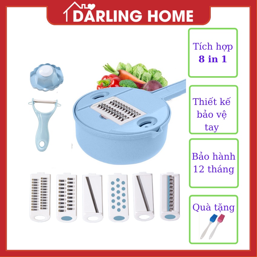 Dụng Cụ Bào Rau Củ Quả Đa Năng Lúa Mạch Thiết Kế 8 trong 1 Tiện Lợi - Darling Home