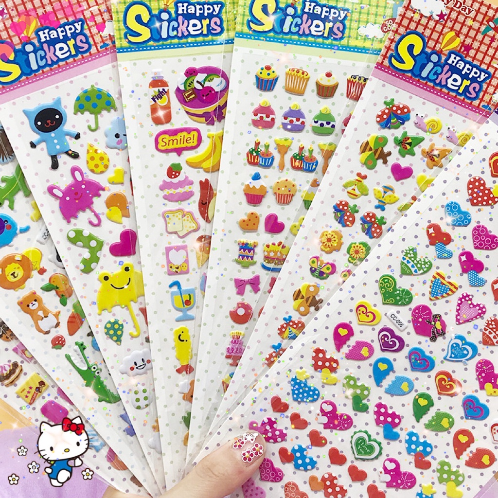 1 Miếng Dán Họa Tiết Hoạt Hình Bong Bóng 3D Trang Trí Đồ Chơi Cho Trẻ Em